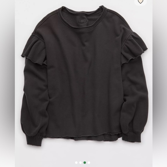 Aerie Charcoal Ruffle Sleeve Sweatshirt - Picture 3 of 4
